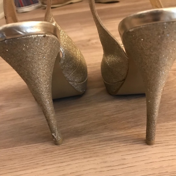 Gold glitter platform sandals slingback - Picture 4 of 7